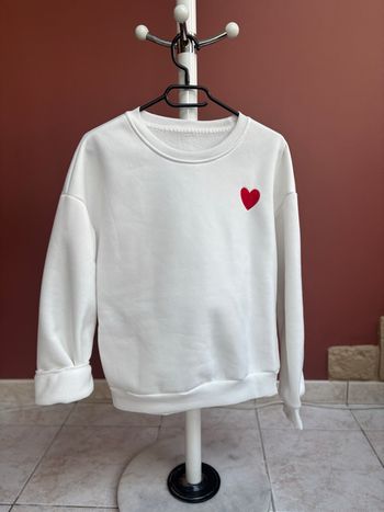 Pull Blanc Coeur rouge