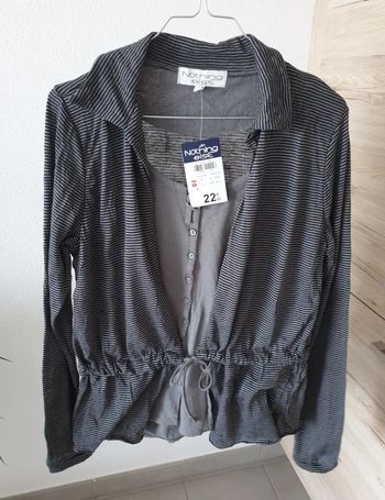 T shirt manches longues rayé gris