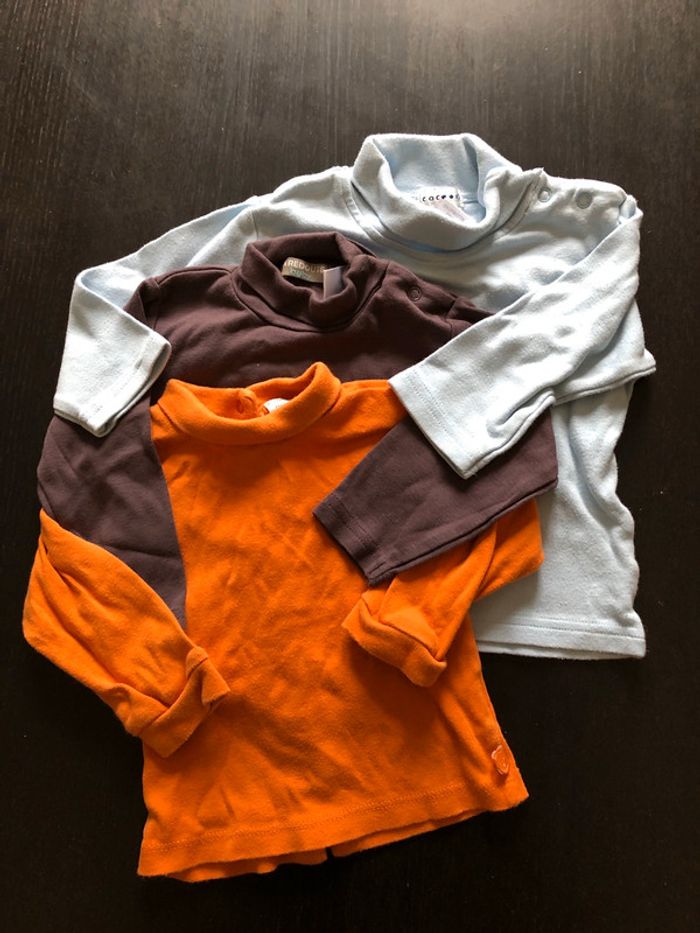 Lot de 3 pulls col roulé 12M