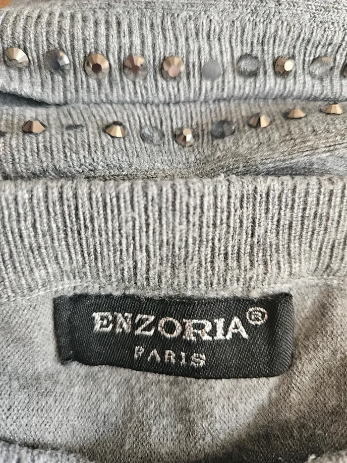 Pull gris avec strass Enzoria Taille U (40) - photo numéro 5