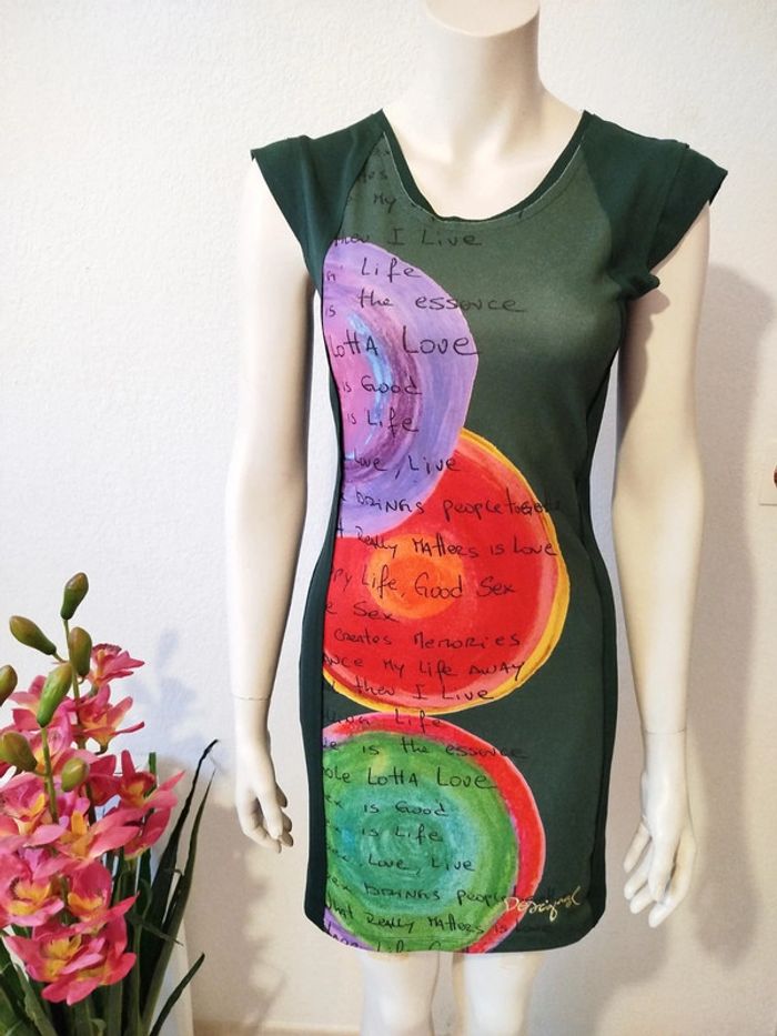 Robe verte Desigual coupe fourreaux printemps été - photo numéro 8