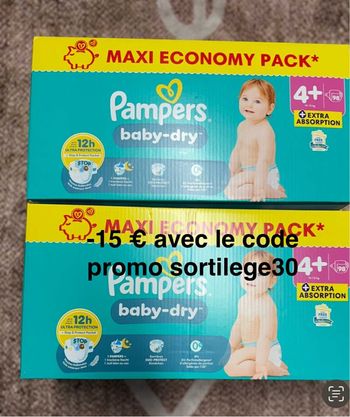 Deux carton de couches Pampers maxi economy taille 4 plus