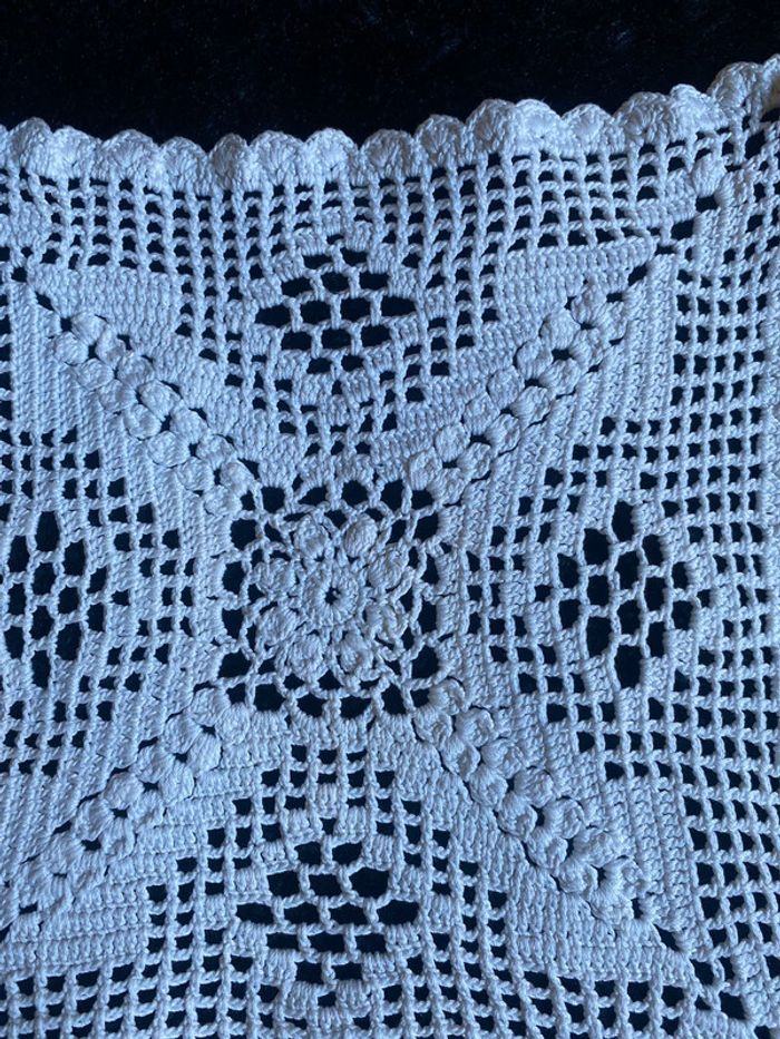 Vintage napperon crochet carré blanc - photo numéro 4