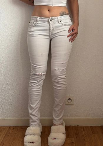 Jean etam jeans blanc écru crème taille basse slim y2k début 2000 taille M/38
