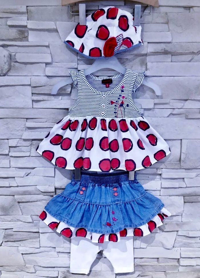 CATIMINI - ENSEMBLE 4P BÉBÉ FILLE VOLANTS, BRODERIES FLEURS & FANTAISIES 6M - photo numéro 2