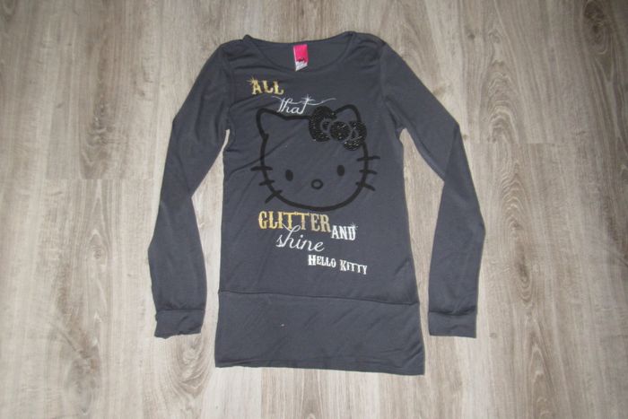TEE SHIRT LONG ML GRIS FILLE "HELLO KITTY" - 10 ANS - n°01 - photo numéro 2
