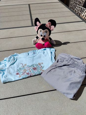 Ensemble fille bleu et gris 18 mois