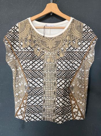 Top blouse 36/38 à reflets dorés forme loose