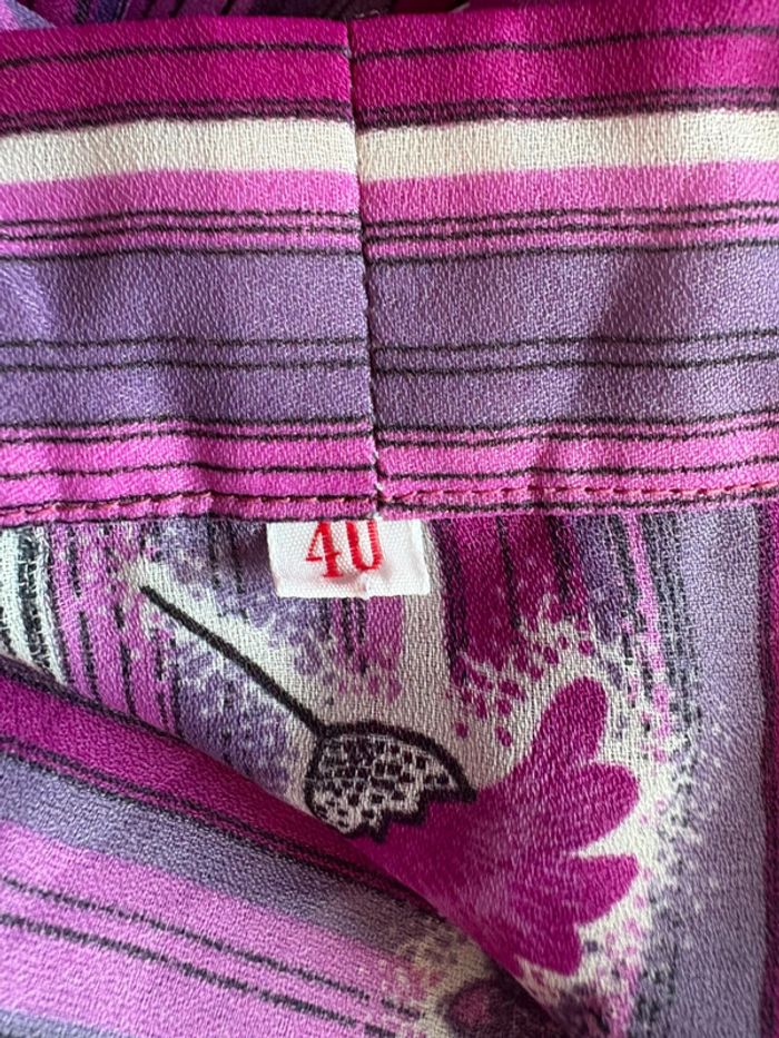 Chemisier vintage fleuri mauve violet t38 - photo numéro 6