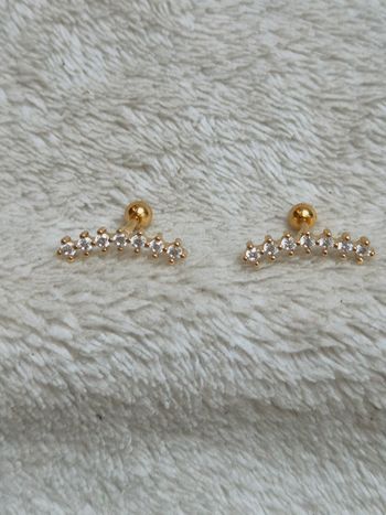 Superbe paire de boucle d'oreilles clou doré strass