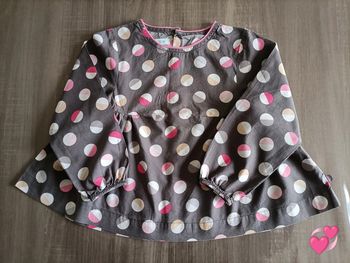 Blouse Tunique manches longues imprimée ronds Obaibi 23 mois