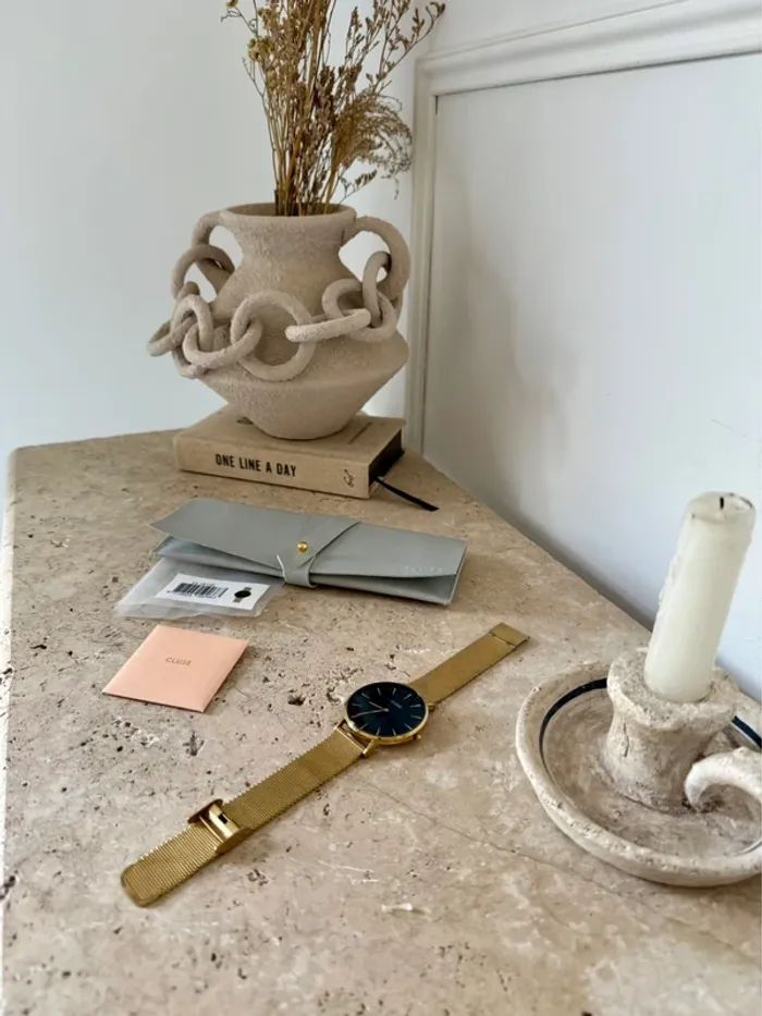 Montre cluse or doré noir la bohème maille bracelet Boho Chic Watch mesh Black Gold Colour bijoux