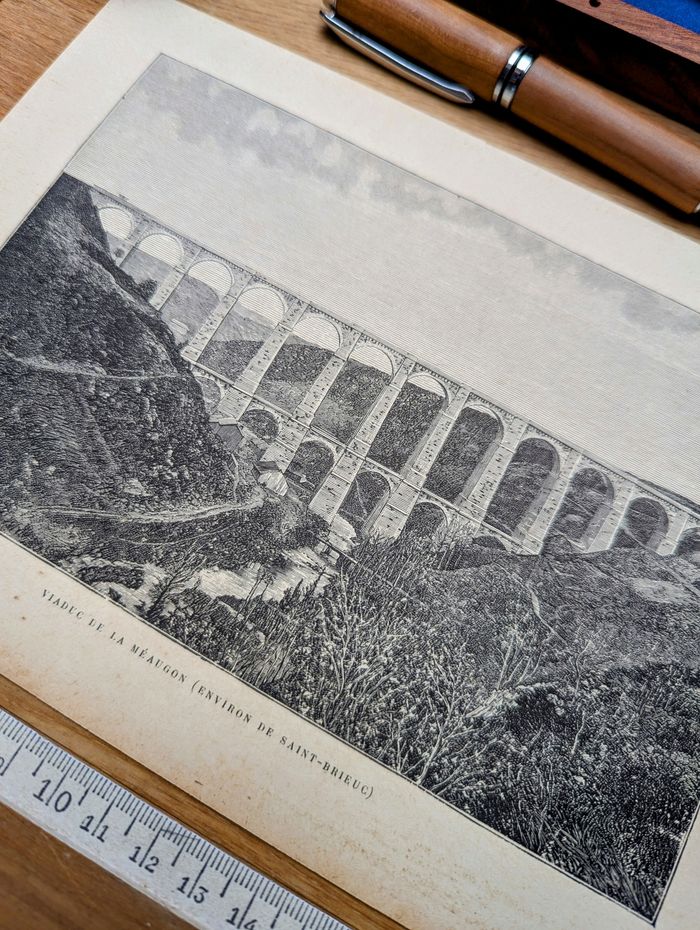 Imprimée en 1890, viaduc de La Méaugon, Saint-Brieuc. Original Vintage Authentique. - photo numéro 7
