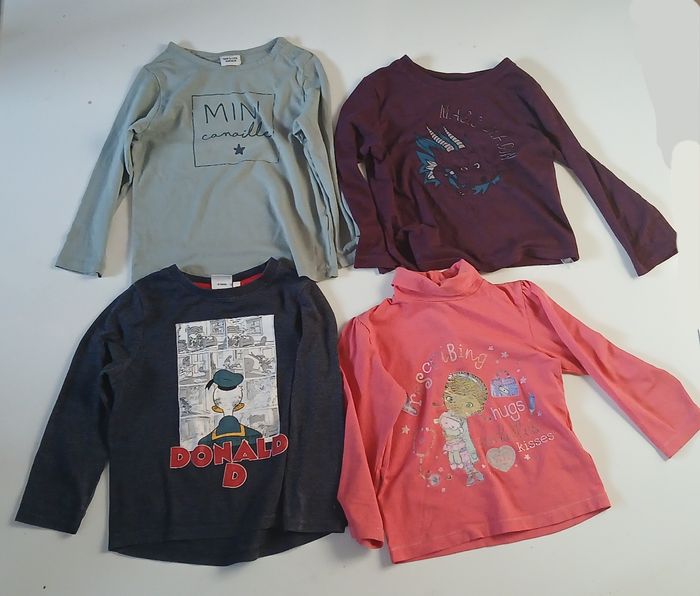 Lot de 4 T-shirts multicolores pour garçons et filles