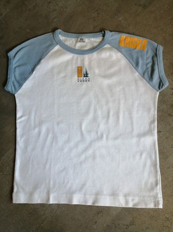 T-shirt blanc, bleu et jaune Taille unique Kriska