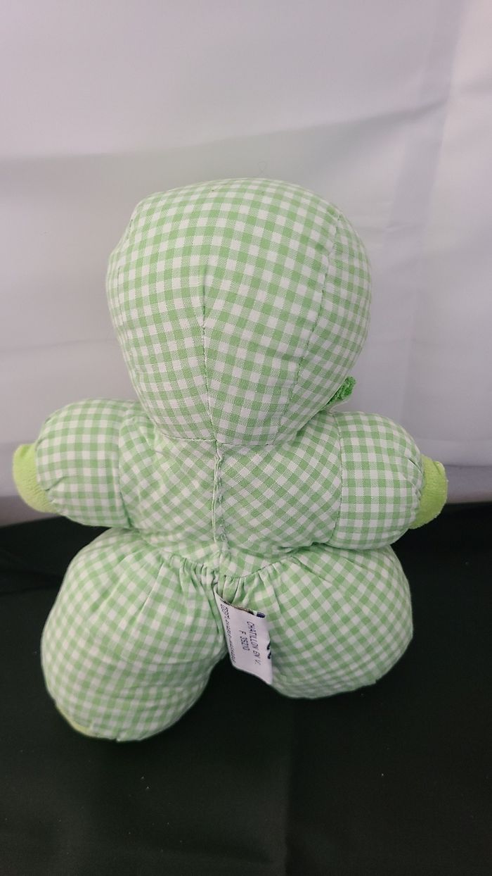 Doudou Poupée vintage Ajena - Vichy vert - grelot - photo numéro 3