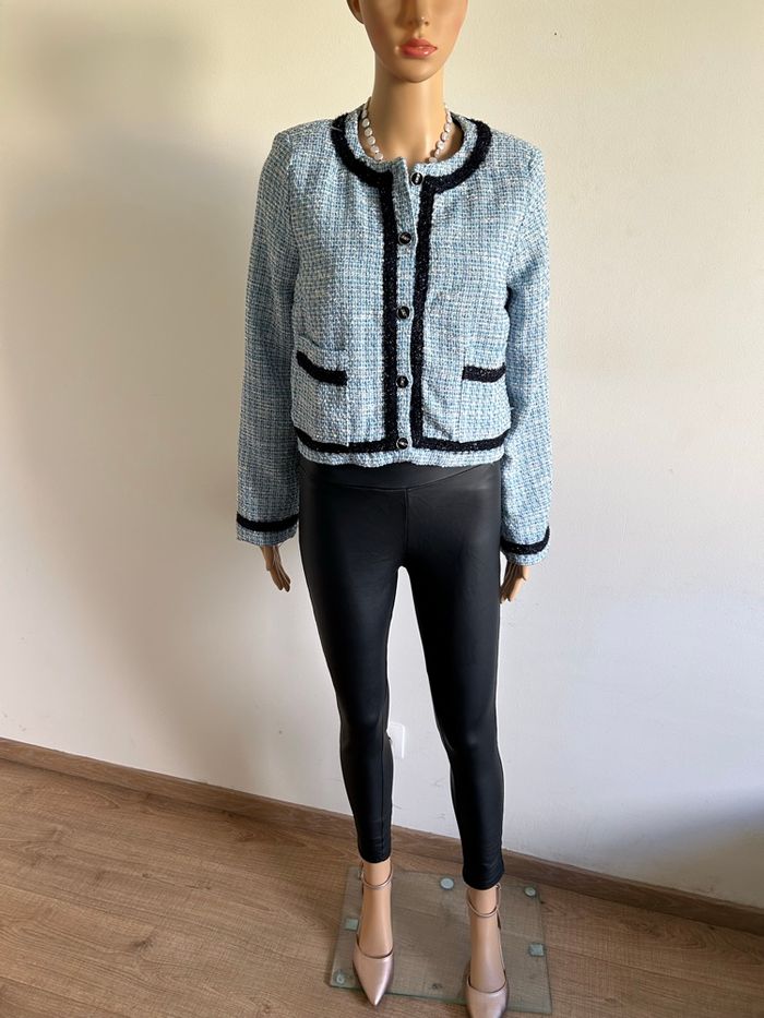 Veste bleue neuve en tweed Naf Naf taille 40 (valeur 69€) - photo numéro 4