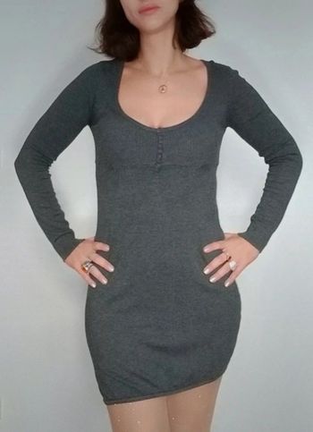 Robe pull courte grise Why Not taille unique