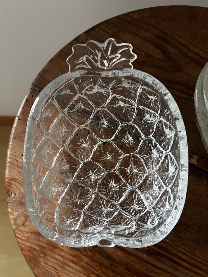 Vintage service à fruits en verre moulé ananas - photo numéro 4