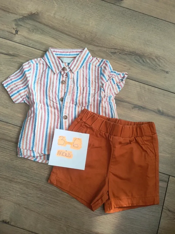 Ensemble chemise short Primark 3-6 mois.