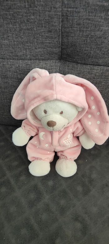 Ours lapin fluorescent Nicotoy rose et blanc