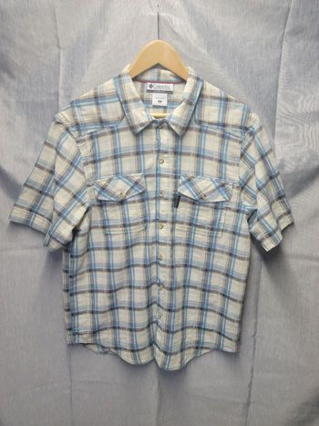 Chemise Columbia carreaux bleu beige M – outdoor randonnée