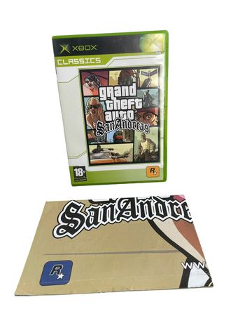Jeu vidéo GTA Grand Theft Auto San Andreas Classics sur console Xbox avec poster