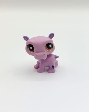 Figurine LPS hippopotame violet #2043 yeux marrons Littlest petshop HASBRO 2008 hippo