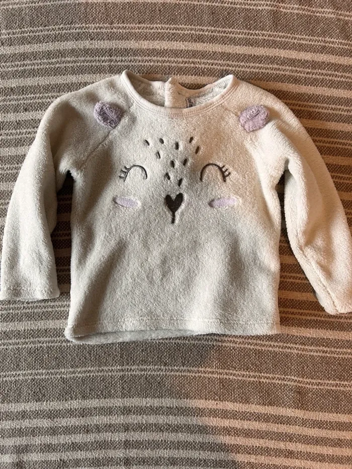 Pull blanc tout doux bébé 24 mois Gemo