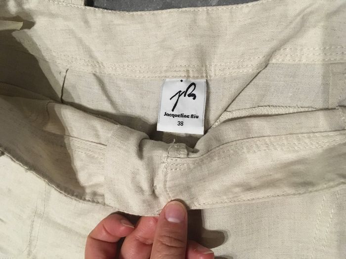 Pantalon large blanc cassé en lin taille 38 - photo numéro 3
