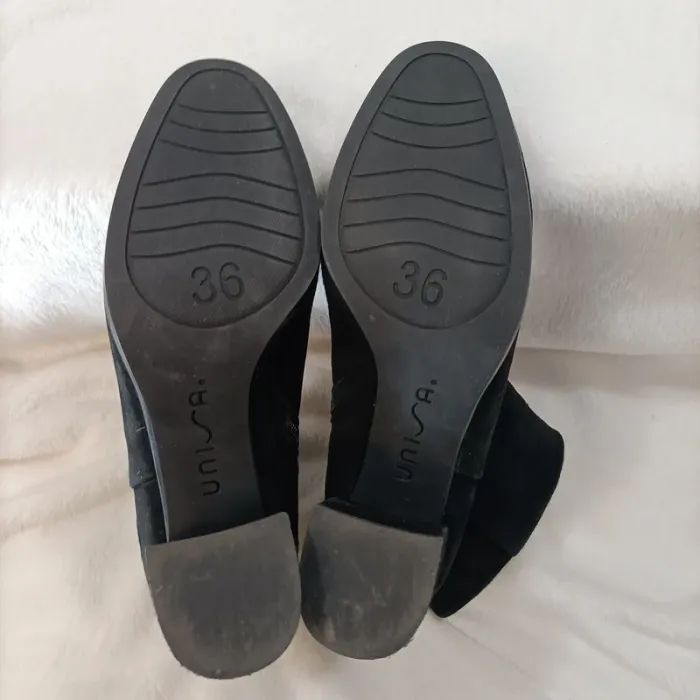 Boots croûte de cuir Noir - Unisa - Taille 36 bottines femme noir, talon 6,5cm élégantes - photo numéro 6