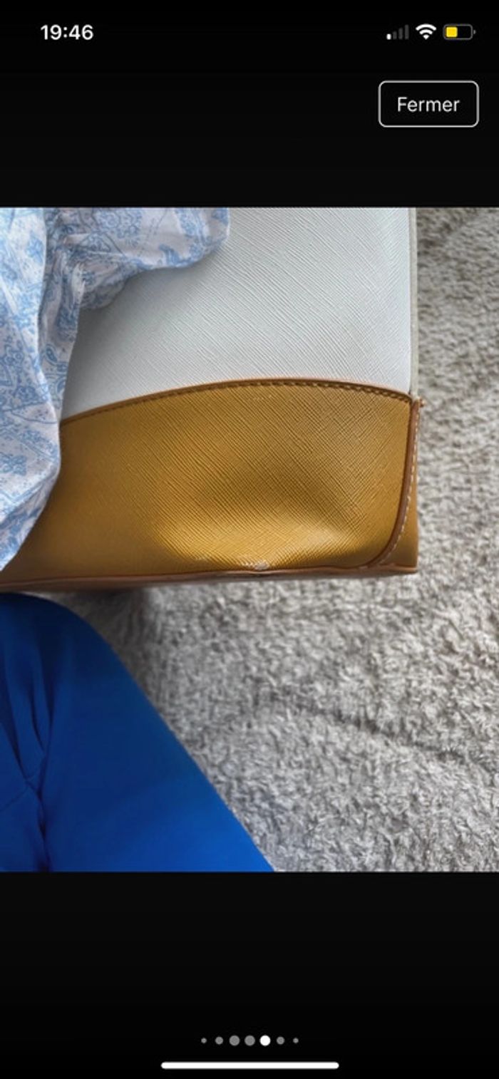 Sac à main blanc et montarde - photo numéro 5