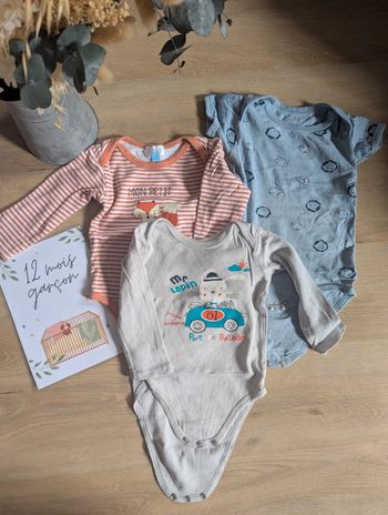 Lot de 3 bodies 12 mois