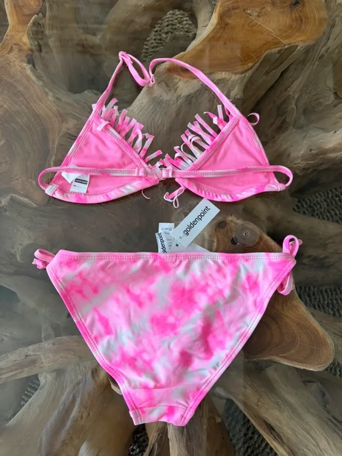 Maillot de bain 2 pièces Goldenpoint rose blanc 10 ans - photo numéro 2