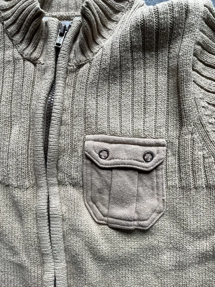 Gilet zippé kaki clair - photo numéro 2