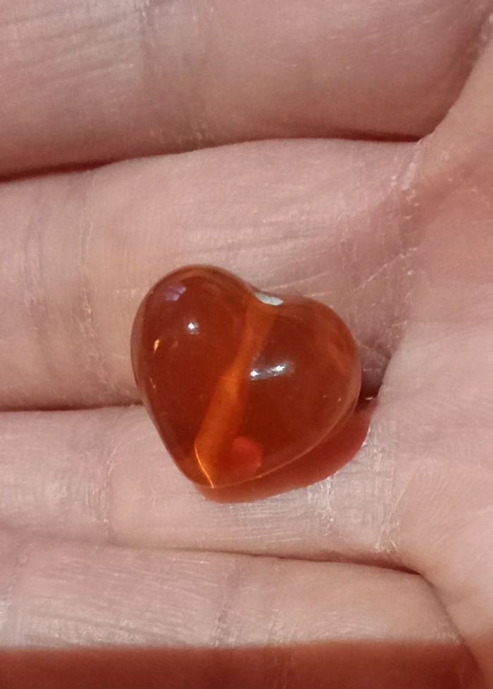 12 Perles Coeur en verre orange - photo numéro 4