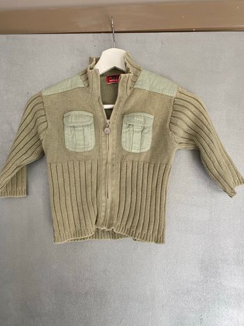 Gilet zippé ´ mailles kaki clair taille 18 mois 