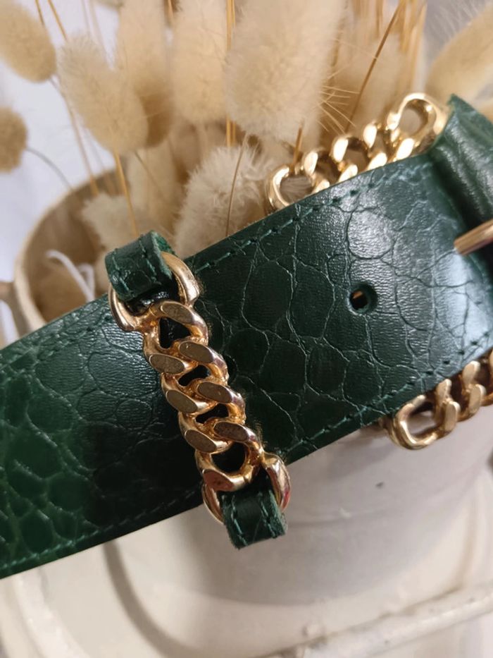 Ceinture cuir effet croco | Vintage - photo numéro 3
