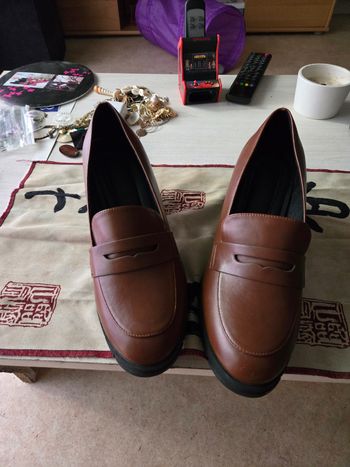 Mocassin femme marron talon
