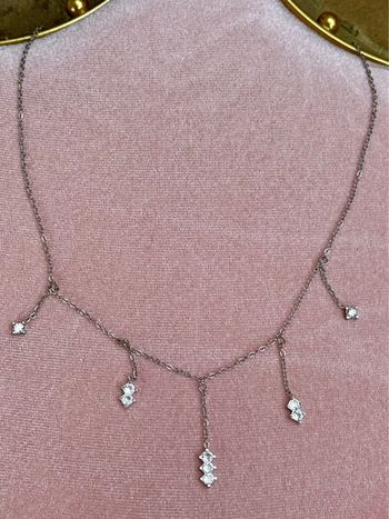 Collier chaîne réglable acier inoxydable argent chaînes verticales zircons