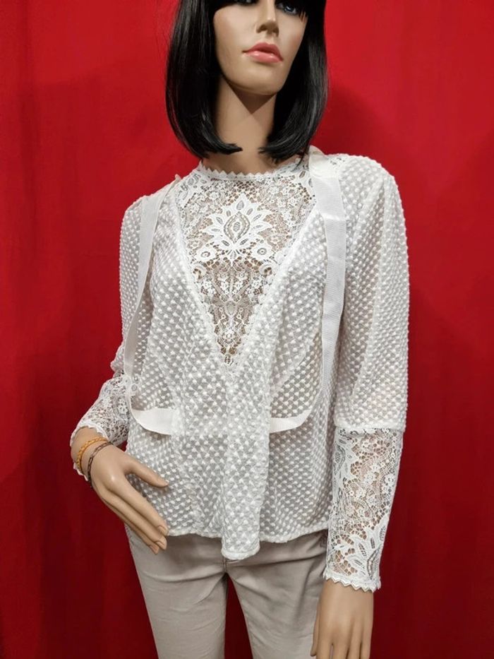 Maje blouse écru dentelle * taille 2 * - photo numéro 9