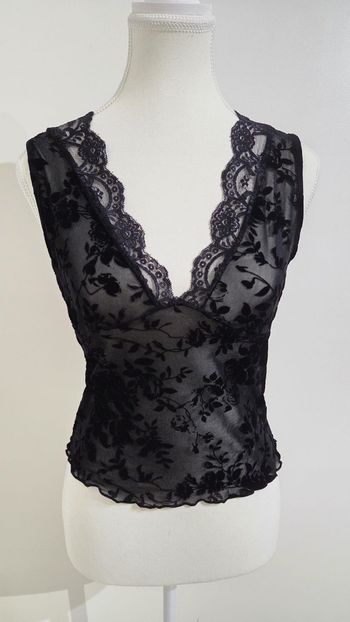 Magnifique Débardeur transparent ajusté en tricot en V pour femmes