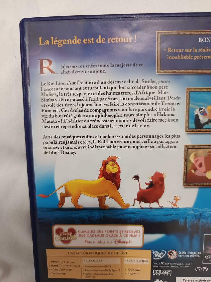 Dvd Le Roi lion 🦁 - photo numéro 3