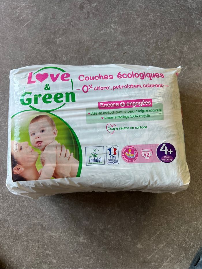 Couches Love and Green – Taille 4+ (9 à 20 kg) – Neuf