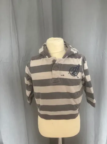 Sweat à capuche garçon Kid Kanai rayé gris 4 ans très bon état