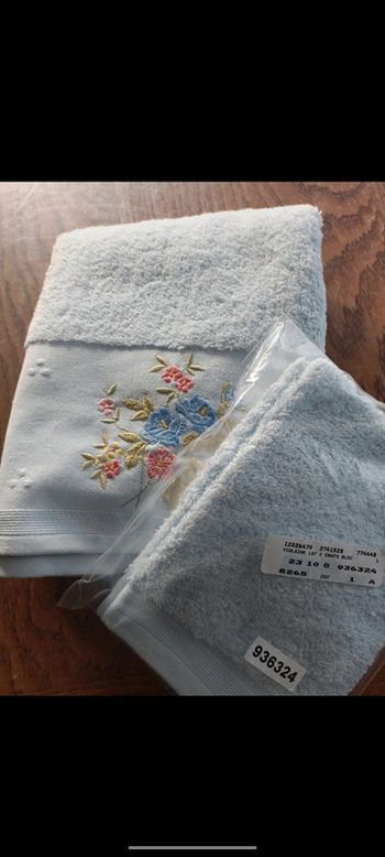 Serviette gants bleus clairs coton