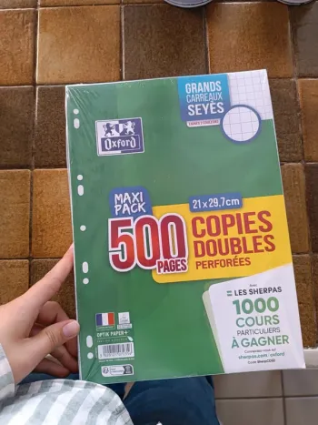 500 pages copie double perforée Oxford grand carreaux neuf avec emballage