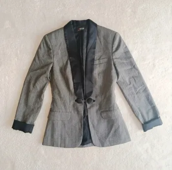 Veste Blazer Morgan gris et noir à rayures et fil métallisé 36