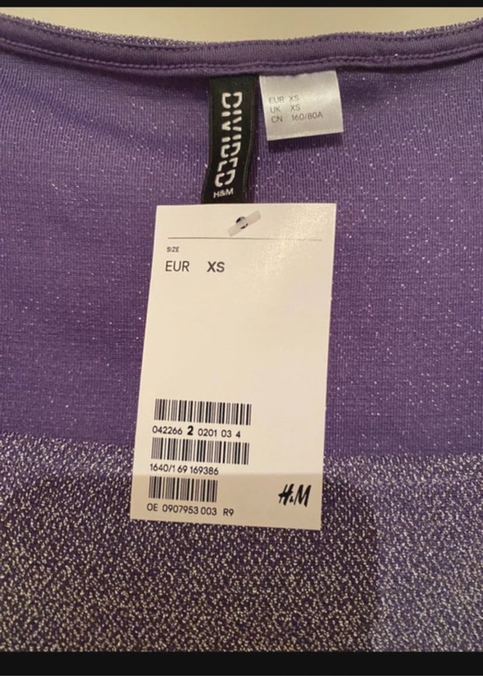 Top xs brillant manches longues H&M neuf - photo numéro 4