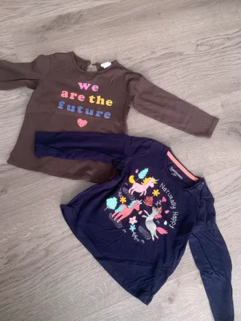 Lot de 2 t-shirts manches longues fille 12/18 mois
